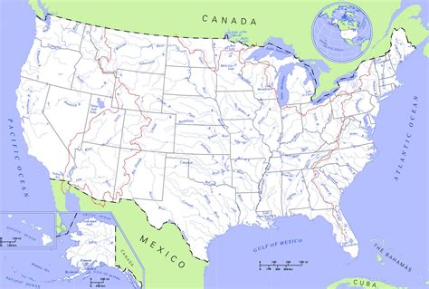 Map of Rivers in the United States